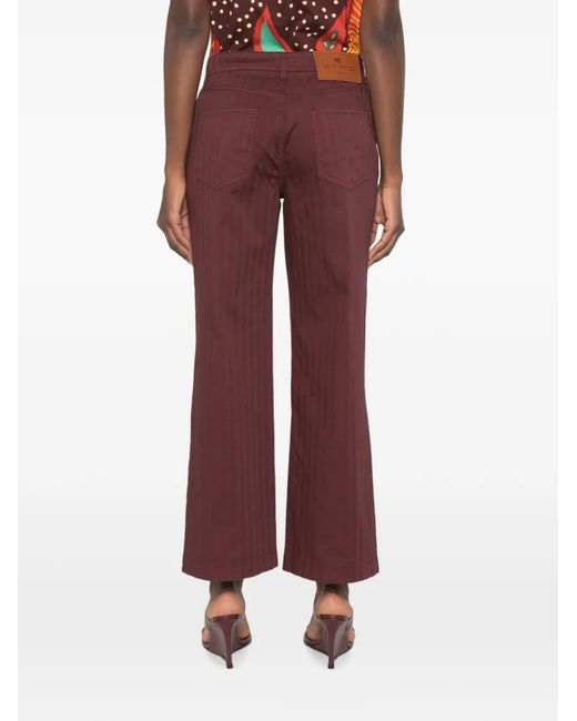 Etro Red Patch-Pocket Trousers