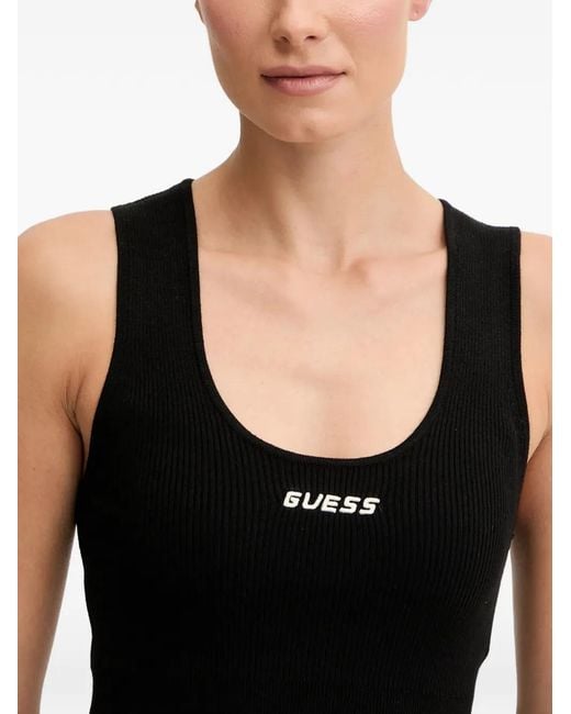 Guess Black Logo-Detail Tank Top