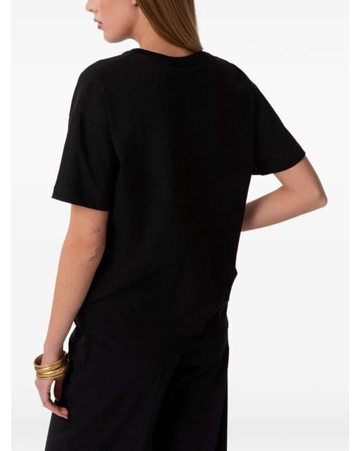 Gaelle Paris Black Lace-Logo T-Shirt