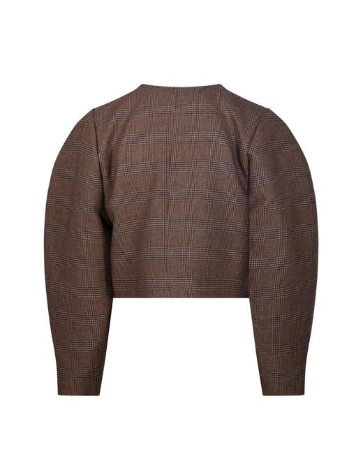 P.A.R.O.S.H. Brown Check Cropped Jacket
