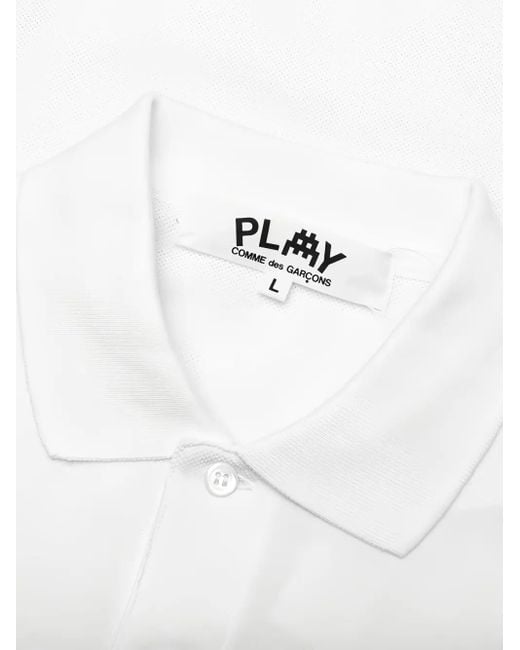 COMME DES GARÇONS PLAY White X Invader Pixel-Heart Embroidered Polo Shirt for men