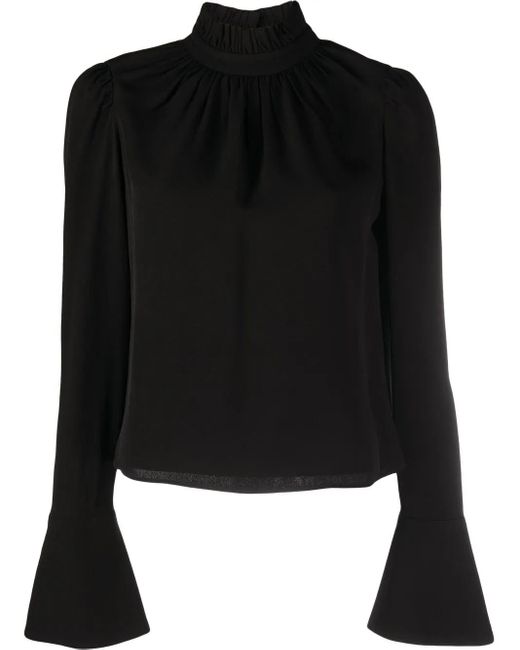 Rabanne Black Ruched Long-Sleeve Top