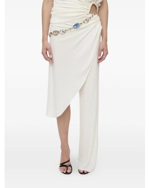 Christopher Esber White Crystal Cable-Chain Draped Trousers
