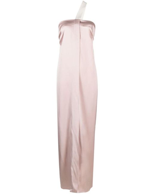 Fendi Pink One-shoulder Silk Long Dress