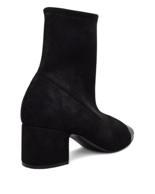 Casadei Black Cap-Toe Block-Heel Pumps