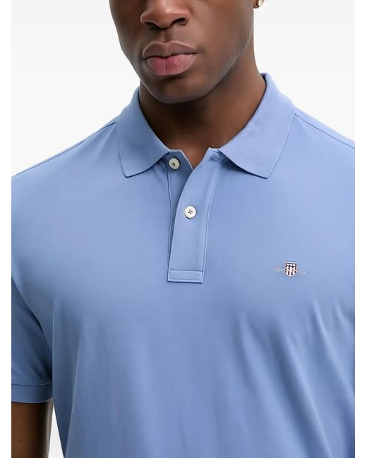 Gant Blue Logo-Embroidered Polo Shirt for men