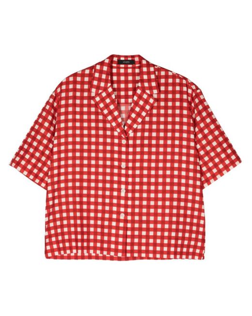 Joseph Red Short-sleeve Gingham-print Shirt