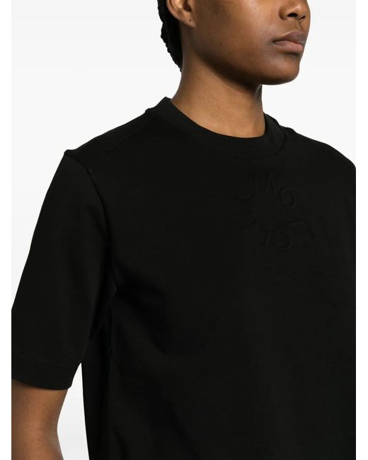 Moncler Black Embossed-Logo Cotton T-Shirt