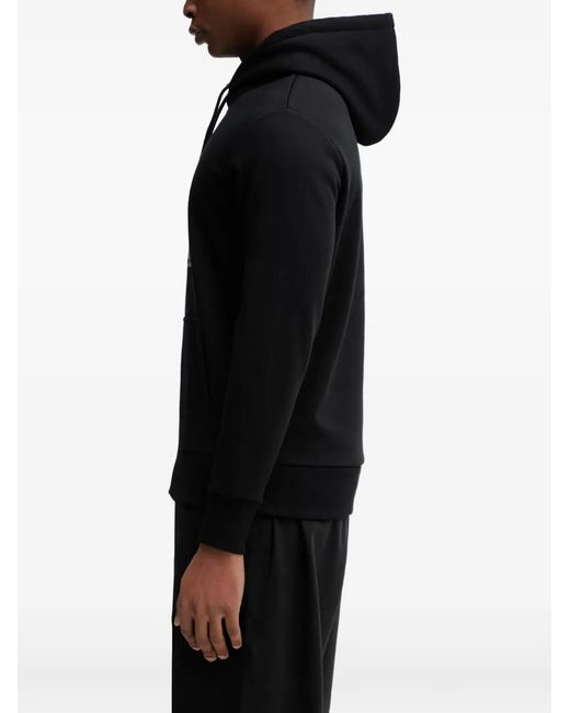 Fred Perry Black Logo-Patch Hoodie for men