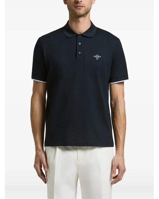 Peserico Blue Piquet Logo-Print Polo Shirt for men