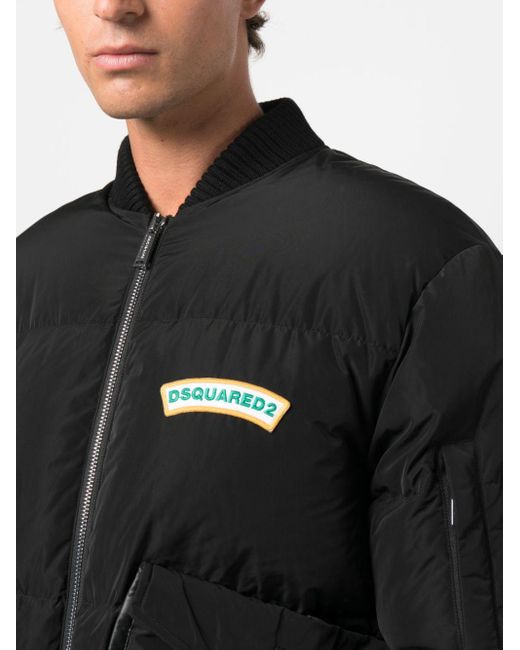 DSquared² Logo-print Puffer Bomber Jacket in Black for Men | Lyst