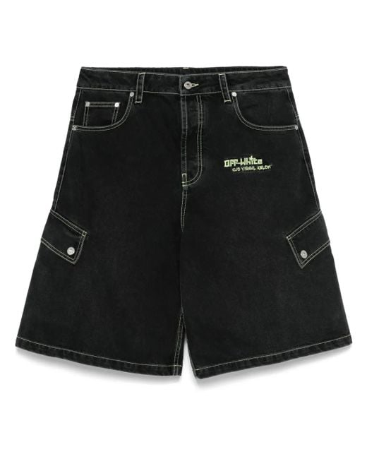 Off-White c/o Virgil Abloh Black Off Denim Safari Cargo Shorts for men