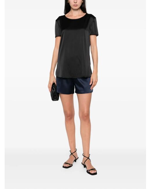 Max Mara Black Satin Short-Sleeve Top