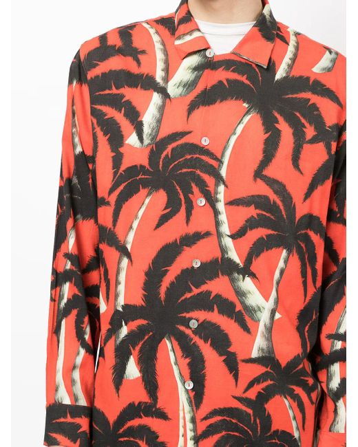 Camisa con estampado de palmeras Endless Joy de hombre de color Red