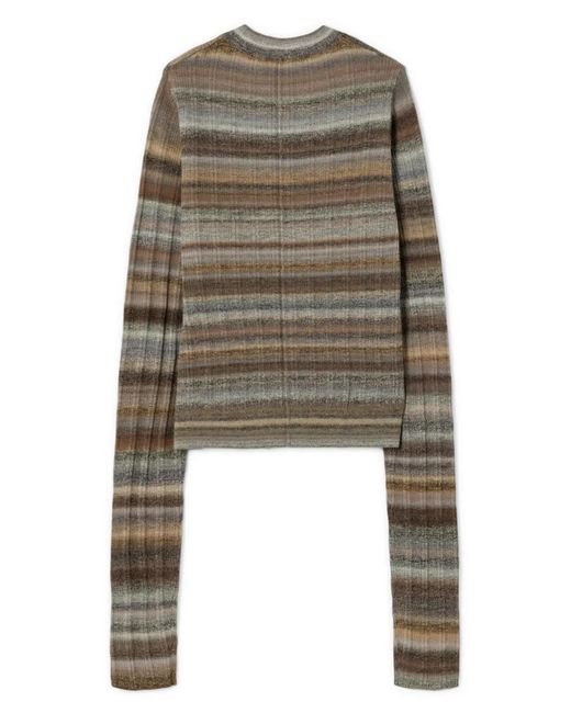 Re/done Brown Striped Ribbed-Knit Wool Cardigan