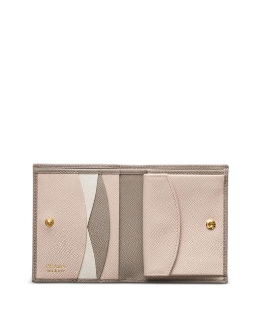 Prada Gray Small Metal-Lettering Leather Wallet