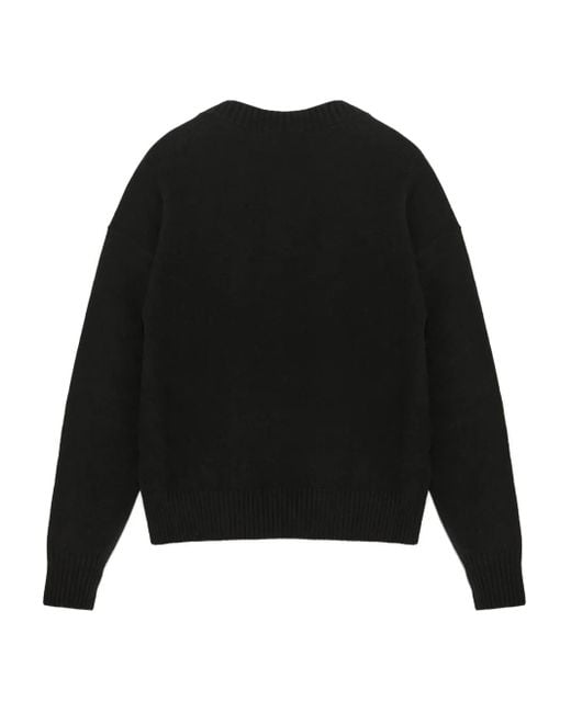 Yves Salomon Black Wool Crew-neck Sweater