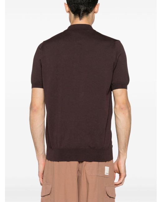 Canali Brown Fine-knit Cotton Polo Shirt for men