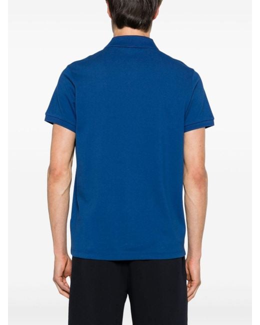 Moncler Blue Logo-embroidered Cotton Polo Shirt for men