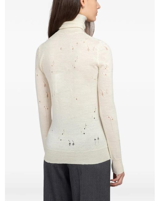 Maison Margiela Natural Distressed Wool Sweater