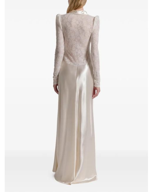 satin lace black dress A-Line Satin Lace Illusion Bateau Long Sleeves Sweep Black Wedding Dre main image 1