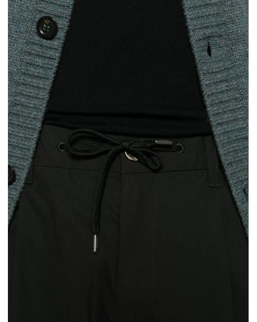 Herno Black Drawstring-Waist Pleated Trousers for men