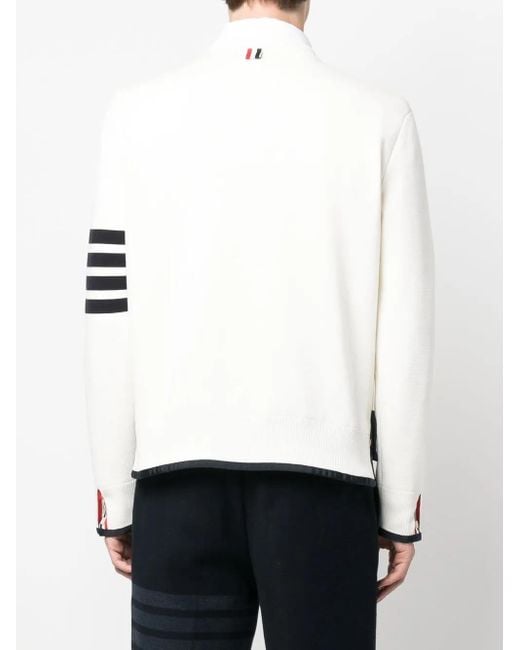 Thom Browne White Crew Neck Sweater With Logo for men