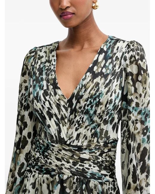 Guess Black Long-Sleeves V-Neck Mini Dress