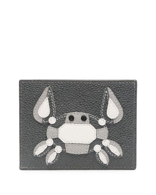 Thom Browne Gray Leather Card Holder for men