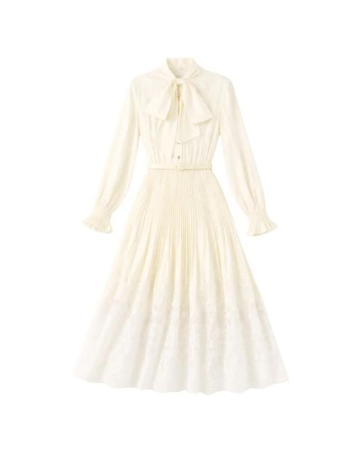 Self-Portrait White Satin Lace Midi Dress