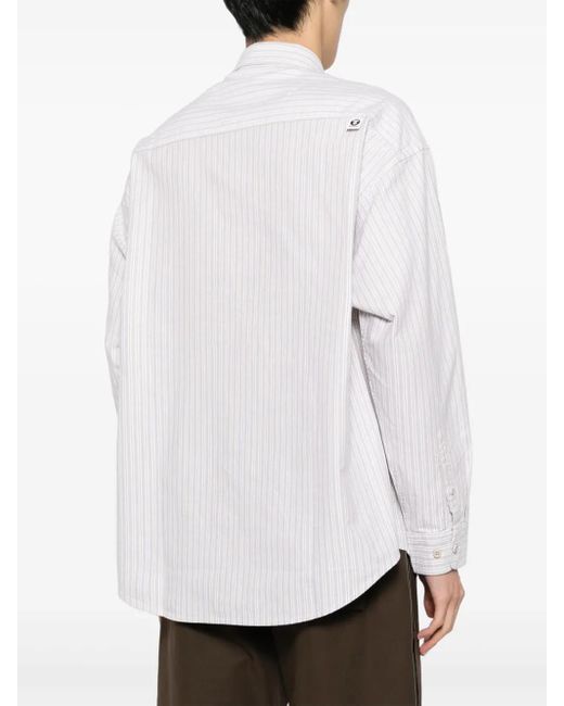 Aape By A Bathing Ape White Logo-Patch Striped Shirt for men