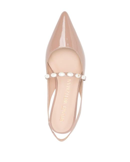 Stuart Weitzman Pink Emilia Pearlita Leather Ballerina Shoes