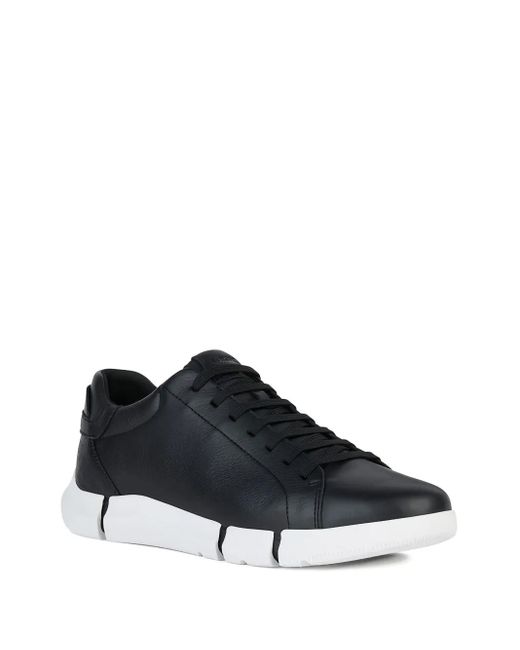 Geox Black Adacter Leather Lace-Up Sneakers for men