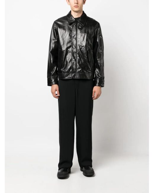 Helmut Lang Black Zip-Up Leather Jacket for men