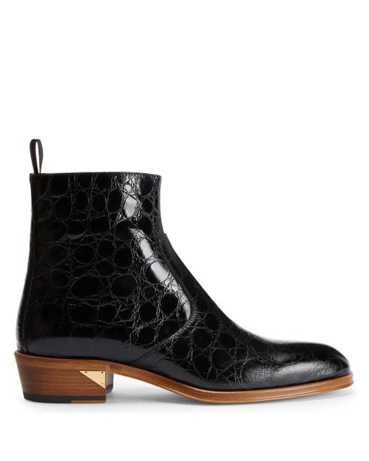Giuseppe Zanotti メンズ ブラック Fabyen クロコパターン レザー 
