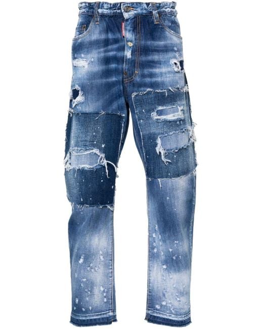 DSquared² Jeans Met Patchwork in het Blue voor heren