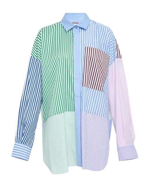 Chemise Rayée À Manches Longues Enfold en coloris Blue