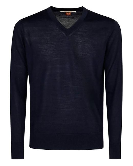 Alpha Industries Blue V-Neck Wool Sweater for men