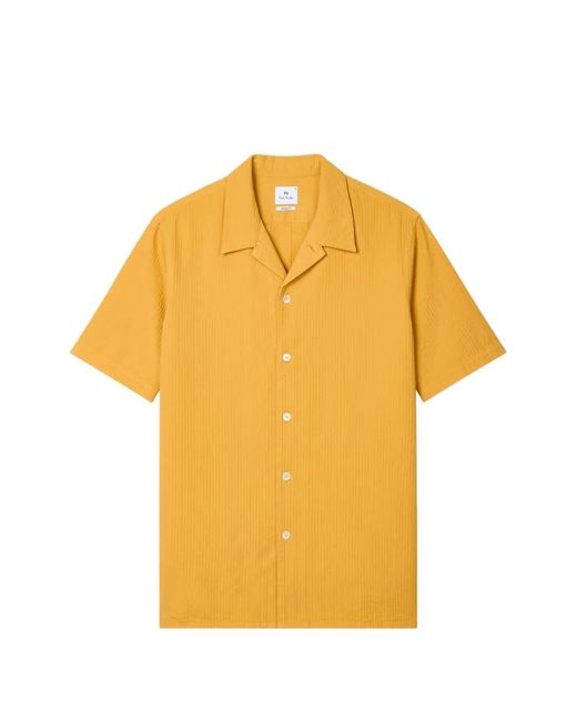 Paul Smith Yellow Ribbed Short-Sleeve Shirt for men