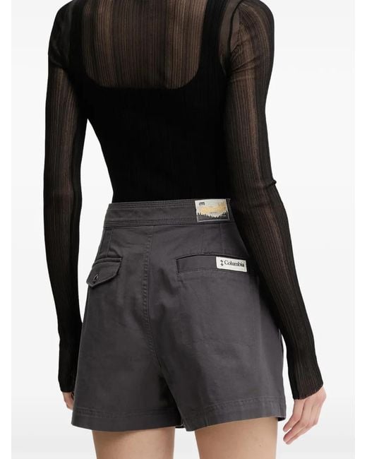 Columbia Black Acker Rock Pleated Logo-Patch Shorts