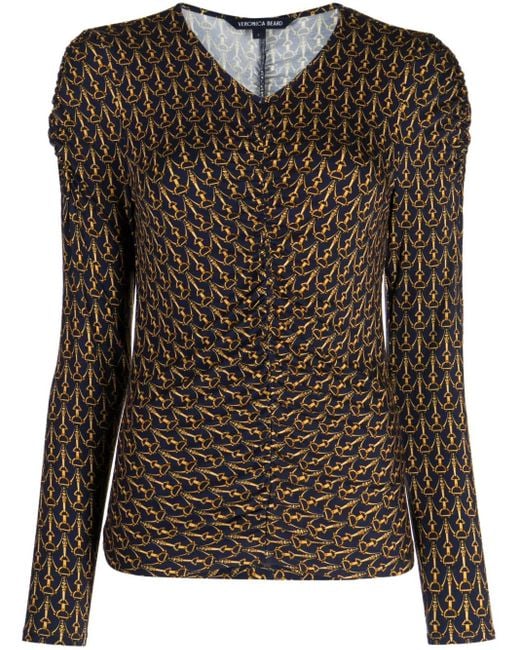 Veronica Beard Brown Neeta Monogram Top