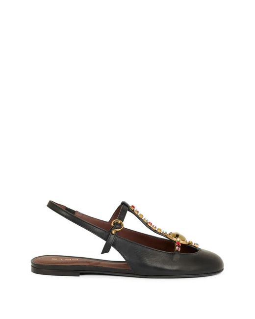 Etro White Rhinestones Slingback Leather Sandals