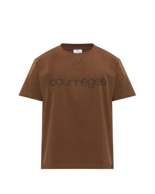Courreges Brown Logo-Print T-Shirt for men