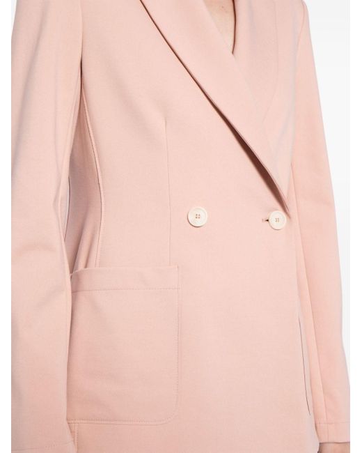 Harris Wharf London Pink Shoulder-pads Double-breasted Blazer