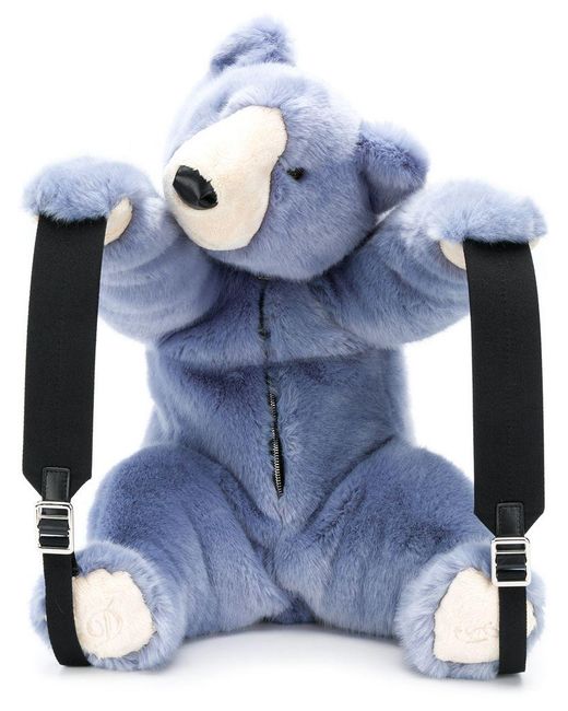 Zaino a forma di orso con pelliccia sintetica di Dolce & Gabbana in Blue