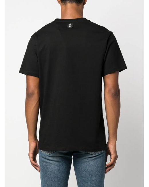 Billionaire Black Embroidered-Motif Cotton T-Shirt for men