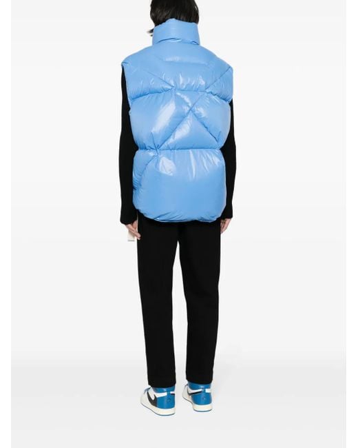 Khrisjoy Blue Logo-Tape Shiny Puffer Gilet for men