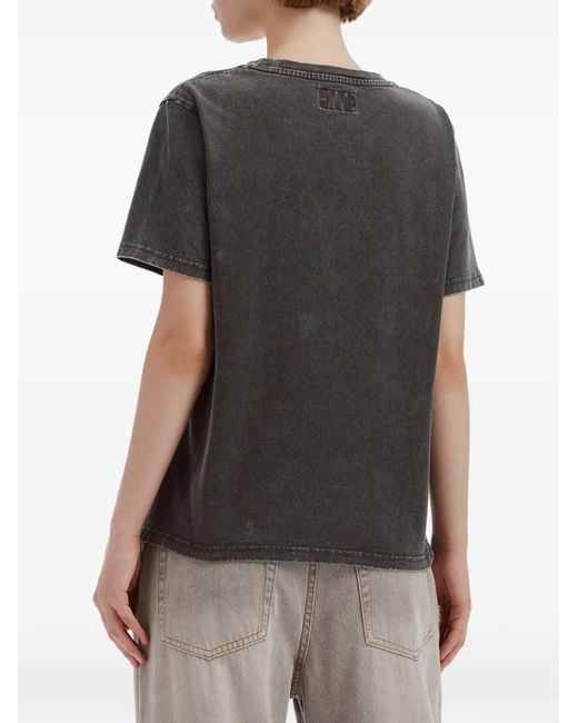 Izzue Black Graphic-Print Cotton T-Shirt