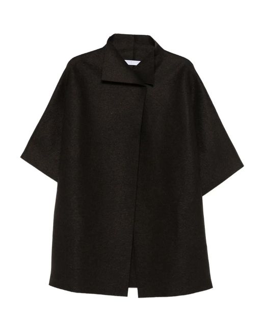 Harris Wharf London Black Short-Sleeve Collared Coat