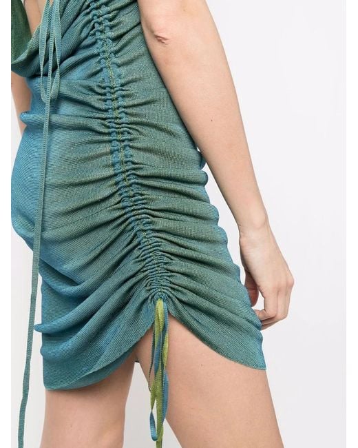 Isa Boulder Green Reversible Asymmetric Knitted Dress